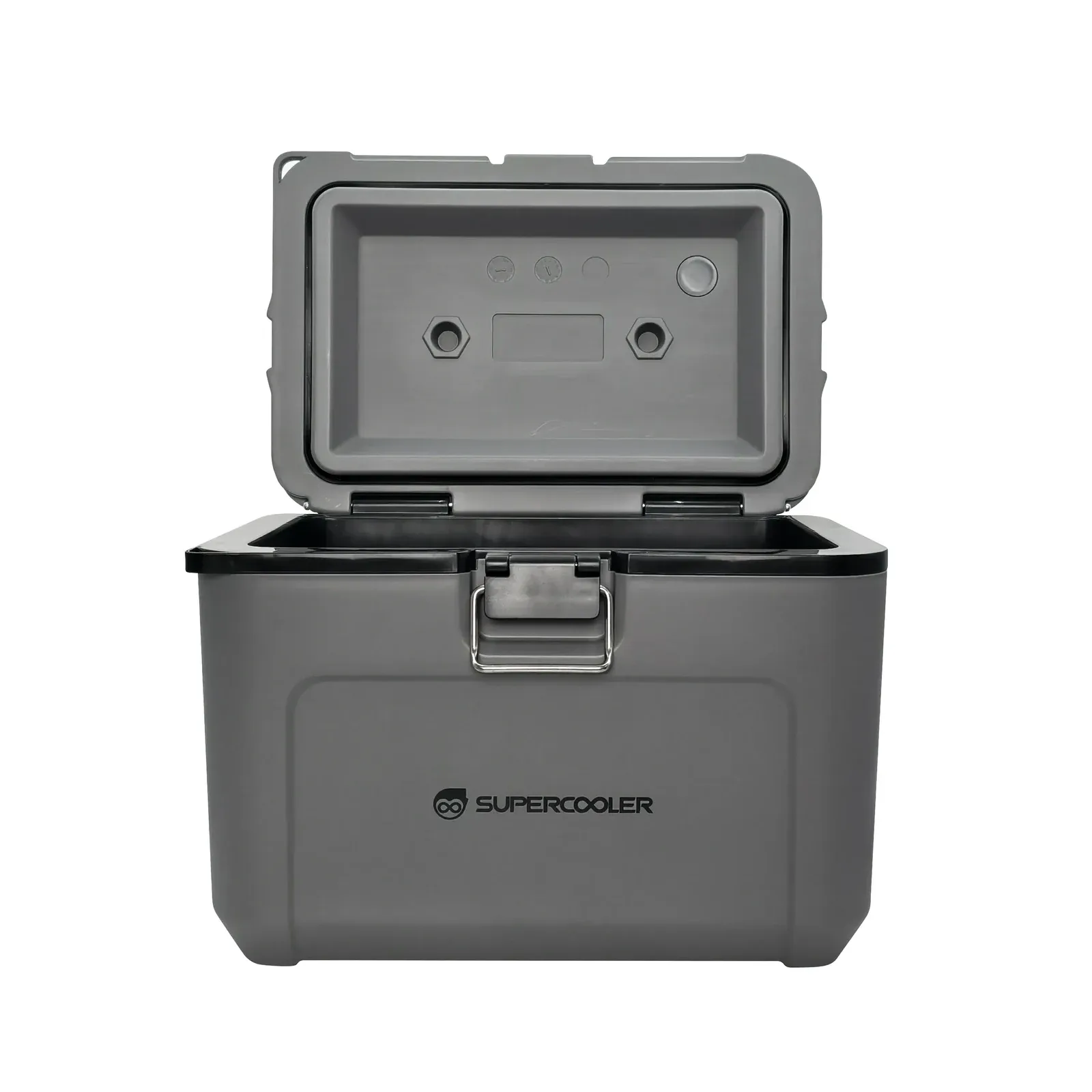 SUPERCOOLER SPV-IB 15 L cooler with the lid open, showing the interior